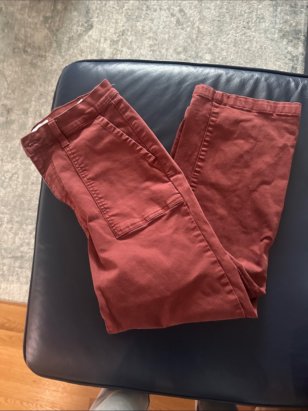 Women's Rust Red Chino Pants - Straight Leg Utility Style